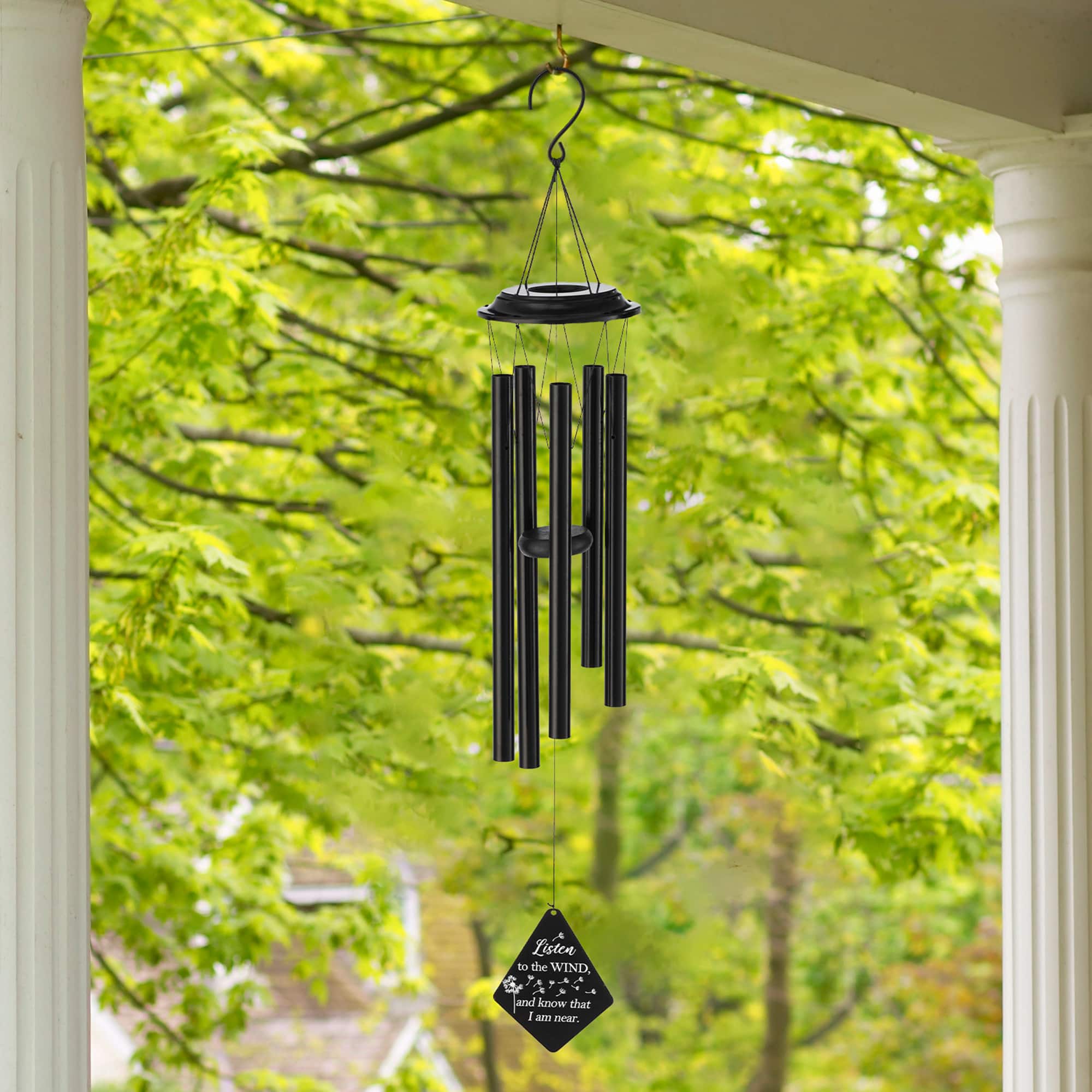 Glitzhome® 38" Matte Black Metal Black Windchime